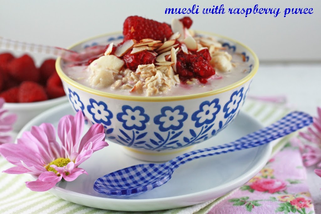 Myseli Raspberry muesli with raspberry puree - Adoring Kitchen