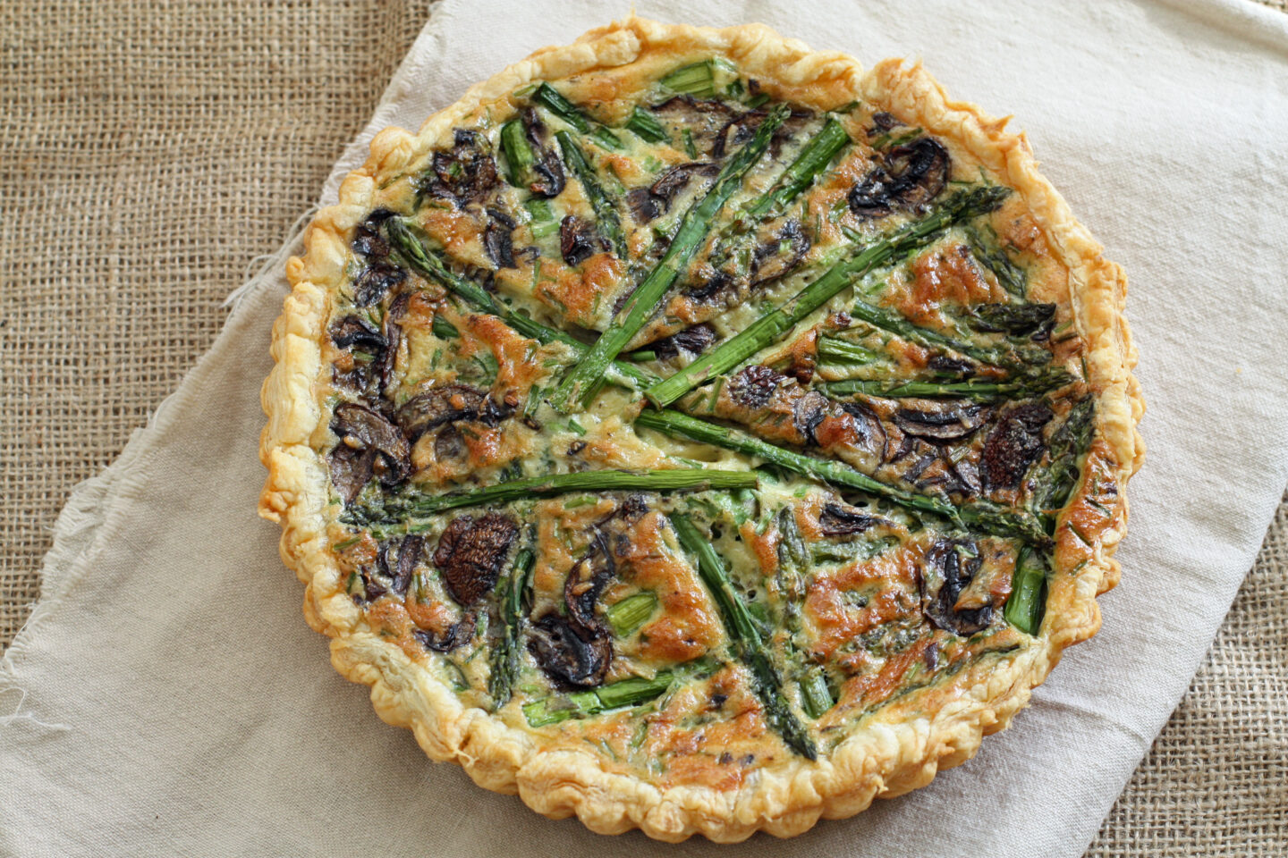 asparagus, mushroom + roasted garlic tart - Adoring Kitchen