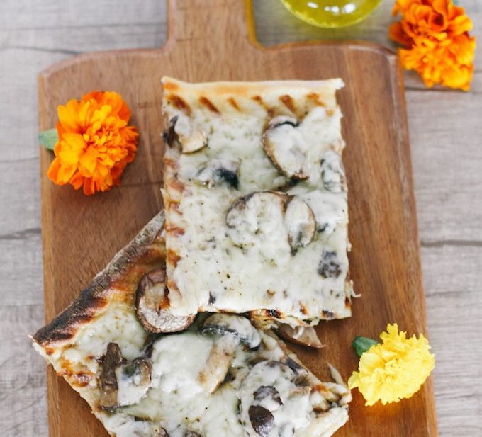 truffled fontina + mushroom flatbread Pizza - Adoring Kitchen