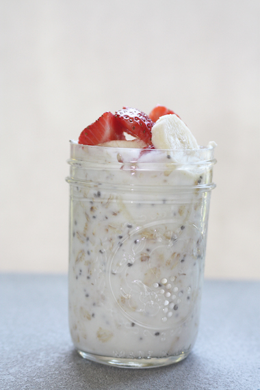 strawberry + banana chilled oatmeal - Adoring Kitchen