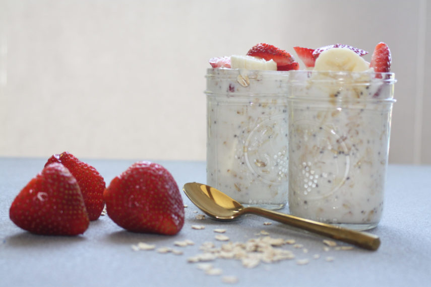 strawberry + banana chilled oatmeal - Adoring Kitchen