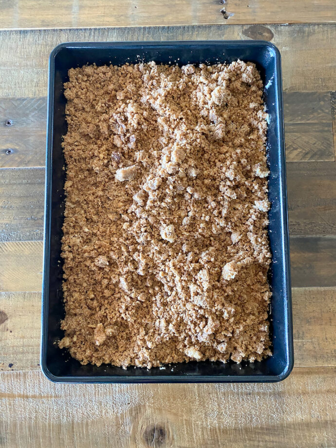 chunky crumb cake + glaze - Adoring Kitchen